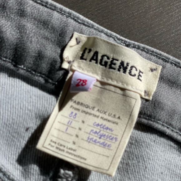 L’AGENCE High Line Skinny High Rise Jeans -Stone Grey Destruct Size 28-BRAND NEW - Picture 5 of 8